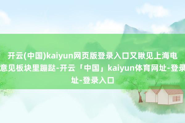 开云(中国)kaiyun网页版登录入口又瞅见上海电气在意见板块里蹦跶-开云「中国」kaiyun体育网址-登录入口