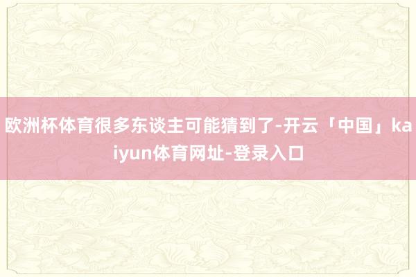 欧洲杯体育很多东谈主可能猜到了-开云「中国」kaiyun体育网址-登录入口