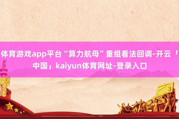 体育游戏app平台“算力航母”重组看法回调-开云「中国」kaiyun体育网址-登录入口